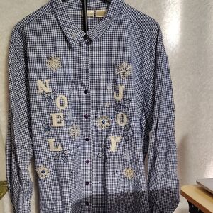 Bobbie Brooks Blue Checkered Festive Men's Shirt